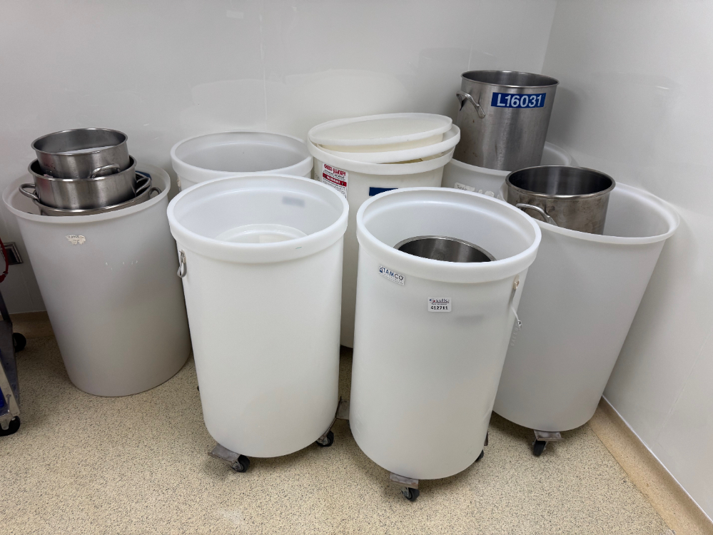 Image of Plastic Tanks and Stainless Steel Pots